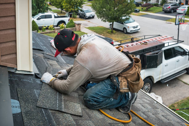 Professional Storm Damage Roof Repair technician working in New Palestine, IN